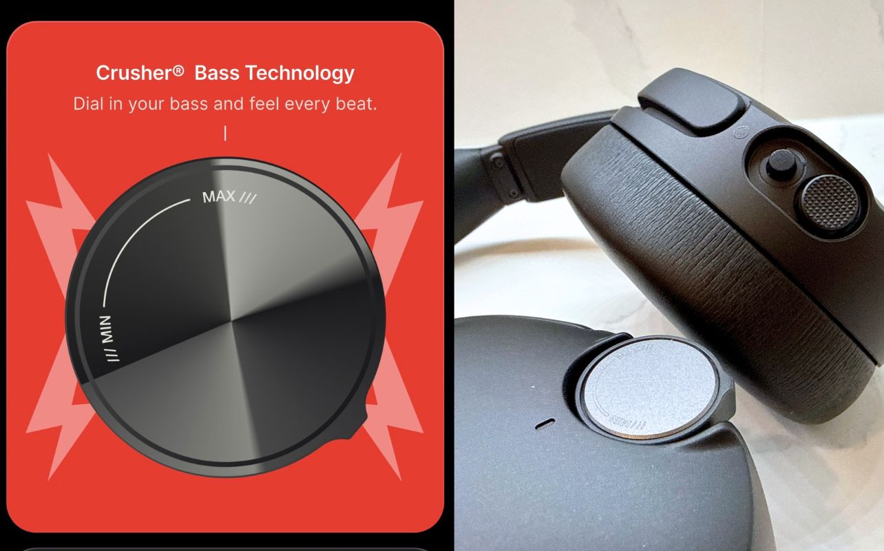 The Skullcandy Crusher 1080 ANC app dial and physical dial are displayed.