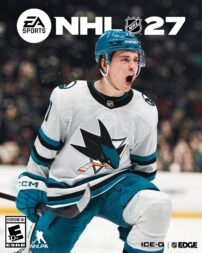EA SPORTS NHL 27 box art featuring a San Jose Sharks player celebrating on the ice.