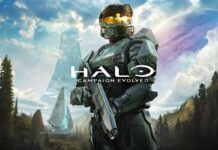 Master Chief stands on Alpha Halo in Halo: Campaign Evolved.