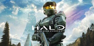 Master Chief stands on Alpha Halo in Halo: Campaign Evolved.