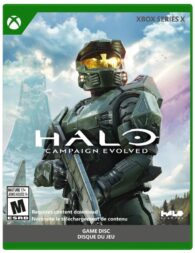 Halo: Campaign Evolved XBOX Series X box art featuring Master Chief on Alpha Halo.