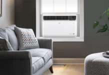 LG window air conditioner in a living room