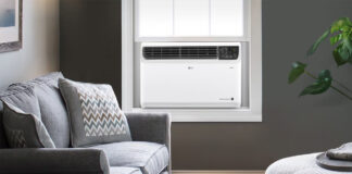 LG window air conditioner in a living room