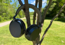 The Sennheiser Momentum 5 Wireless headphones offer excellent audio, ANC The Sennheiser Momentum 5 Wireless headphones hanging on tree branches.
