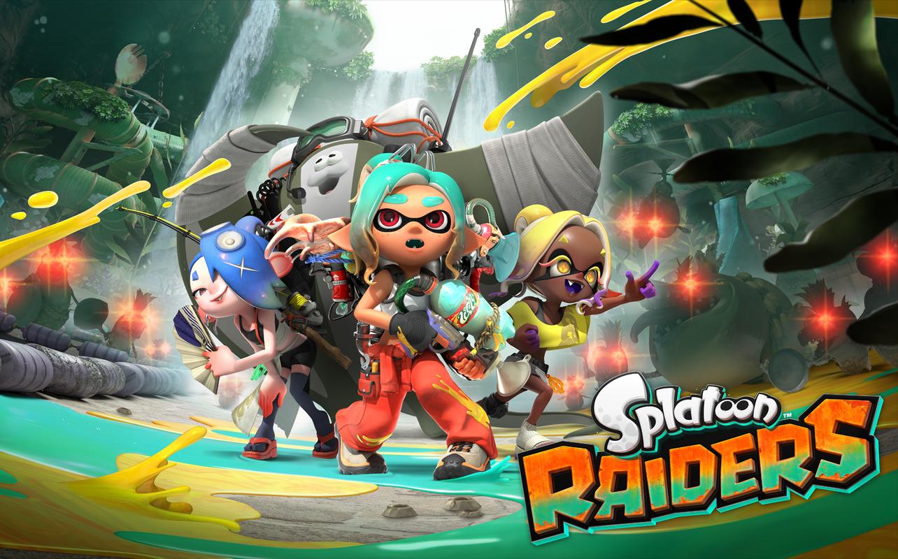 The Mechanic stands with Shiver, Frye, and Big Man in the Spirhalite Islands in Splatoon Raiders.