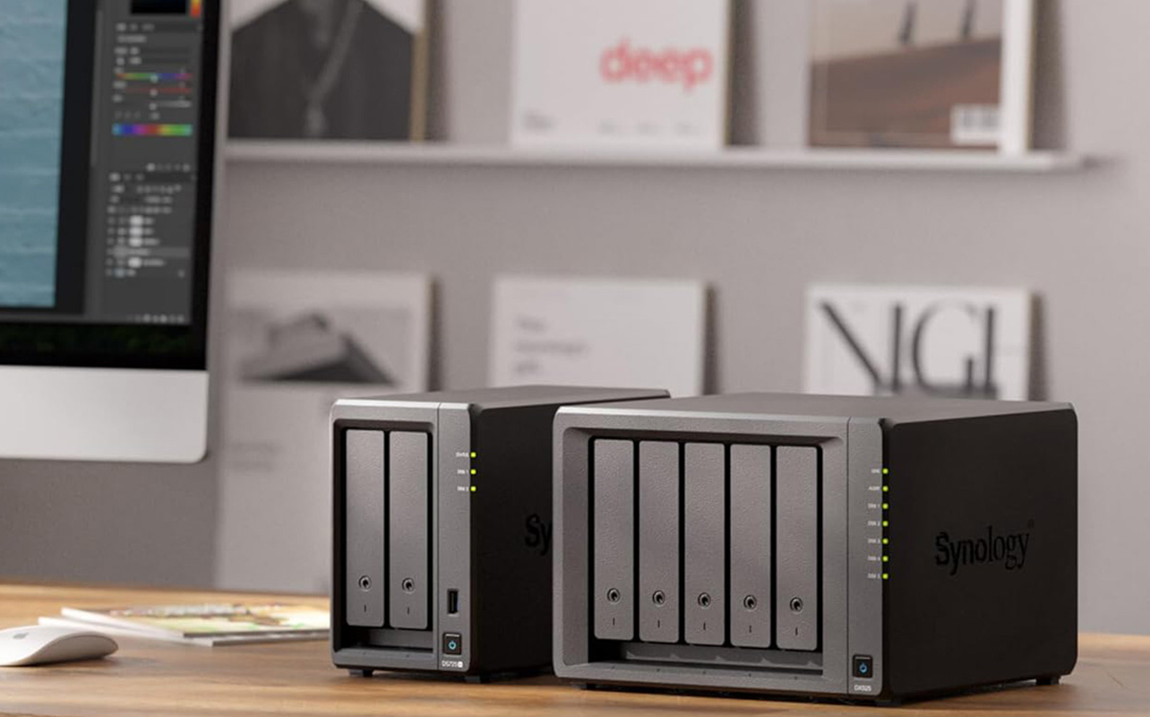 Synology NAS units on desk