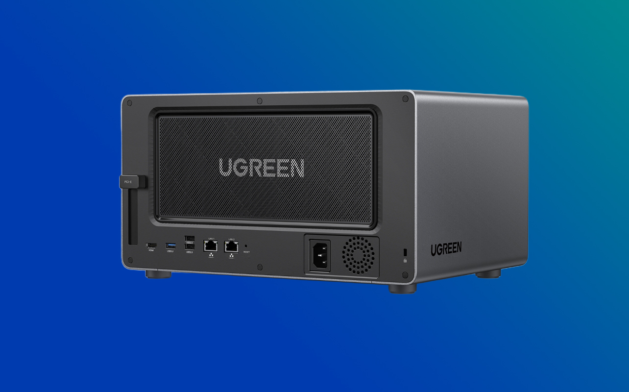 Rear view of a UGREEN NAS showing ports