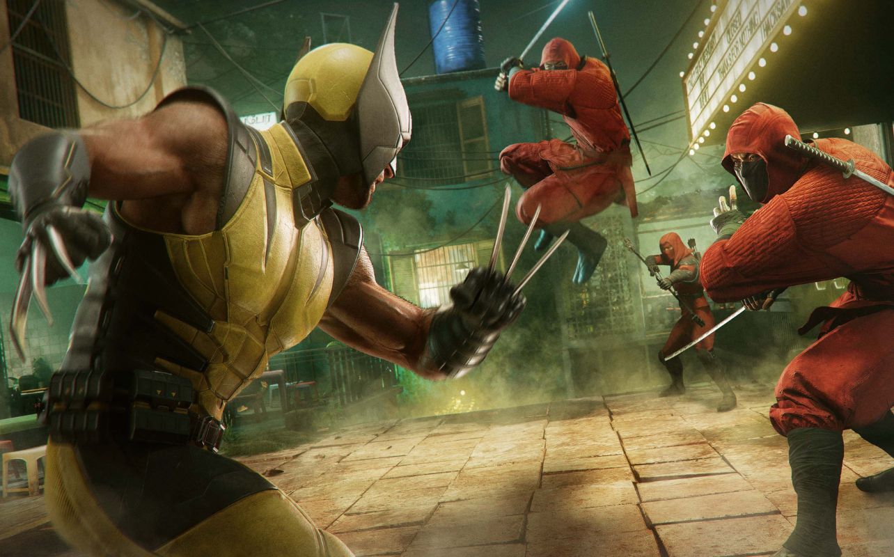 Wolverine fighting enemies.