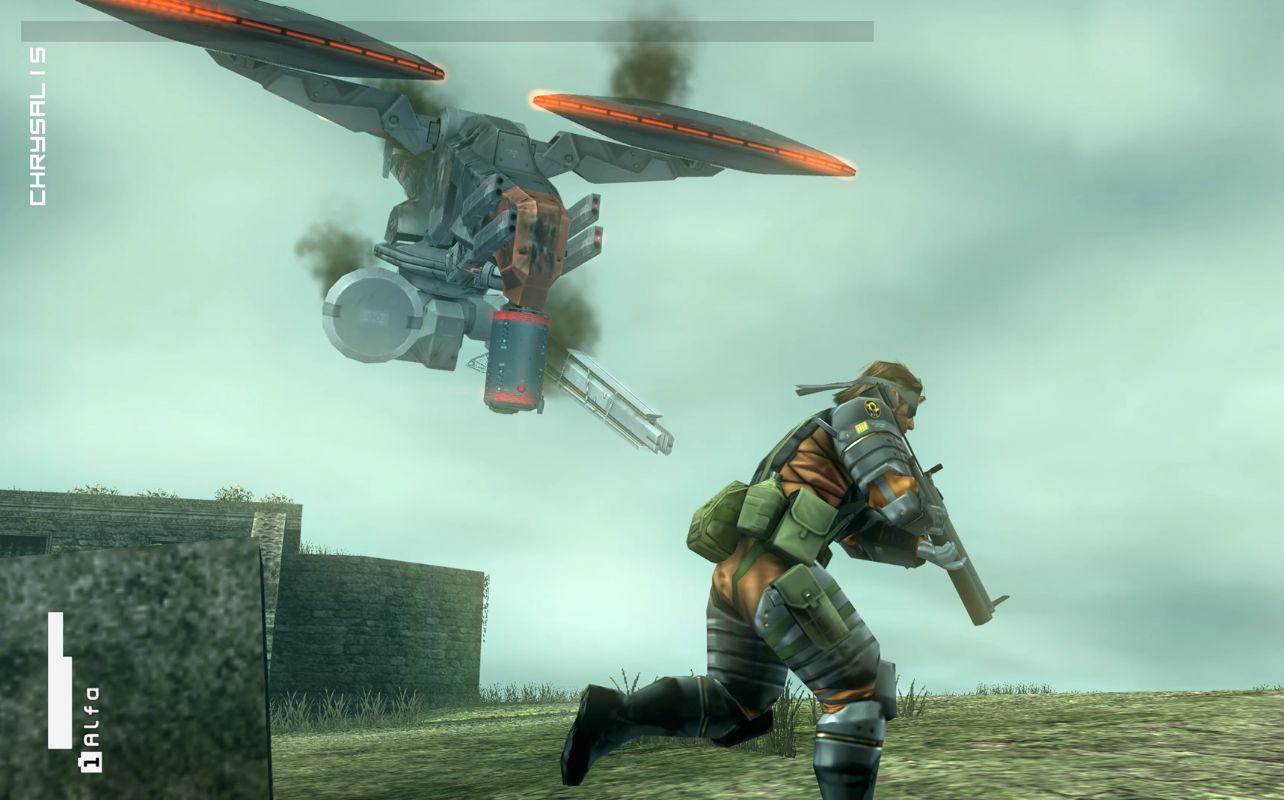 Metal Gear Solid Master Collection Vol. 2: Solid Snake screenshot running from a robot.
