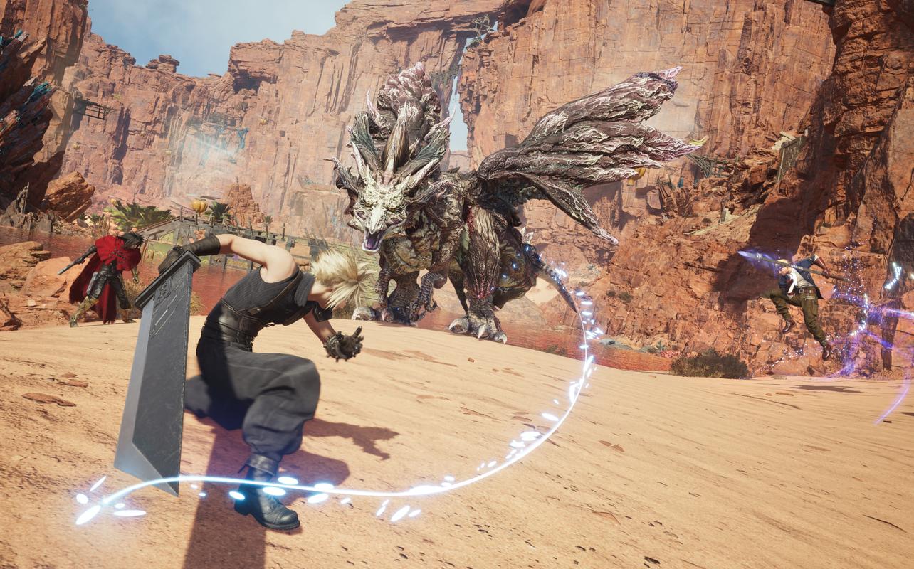 Cloud faces a massive Weapon in Final Fantasy VII Revelation.