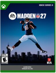 Madden NFL 27 XBOX Series X game cover featuring a Chicago Bears quarterback.