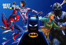 Best Buy Best of muliplayer games banner on the PS5 with characters like LEGO Batman Spider-Man and Call of Duty