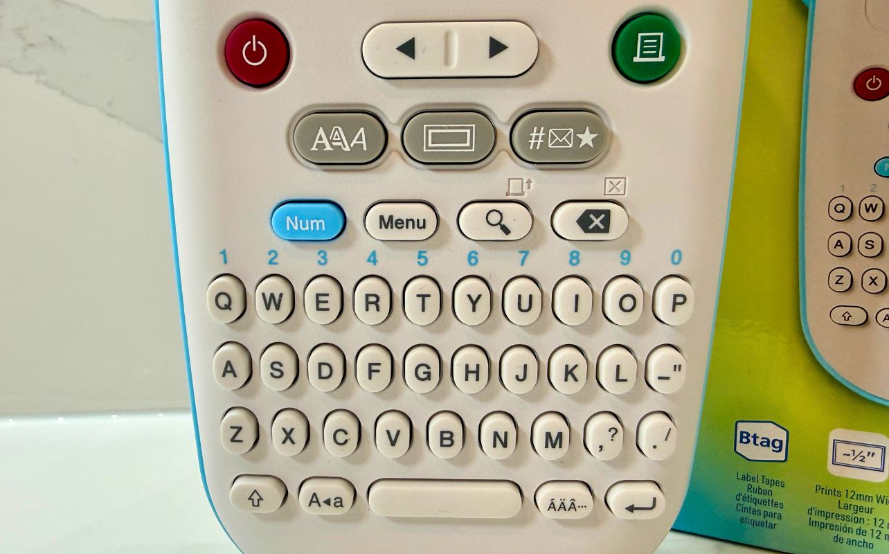 A close-up of the Brother P-touch N10 keyboard