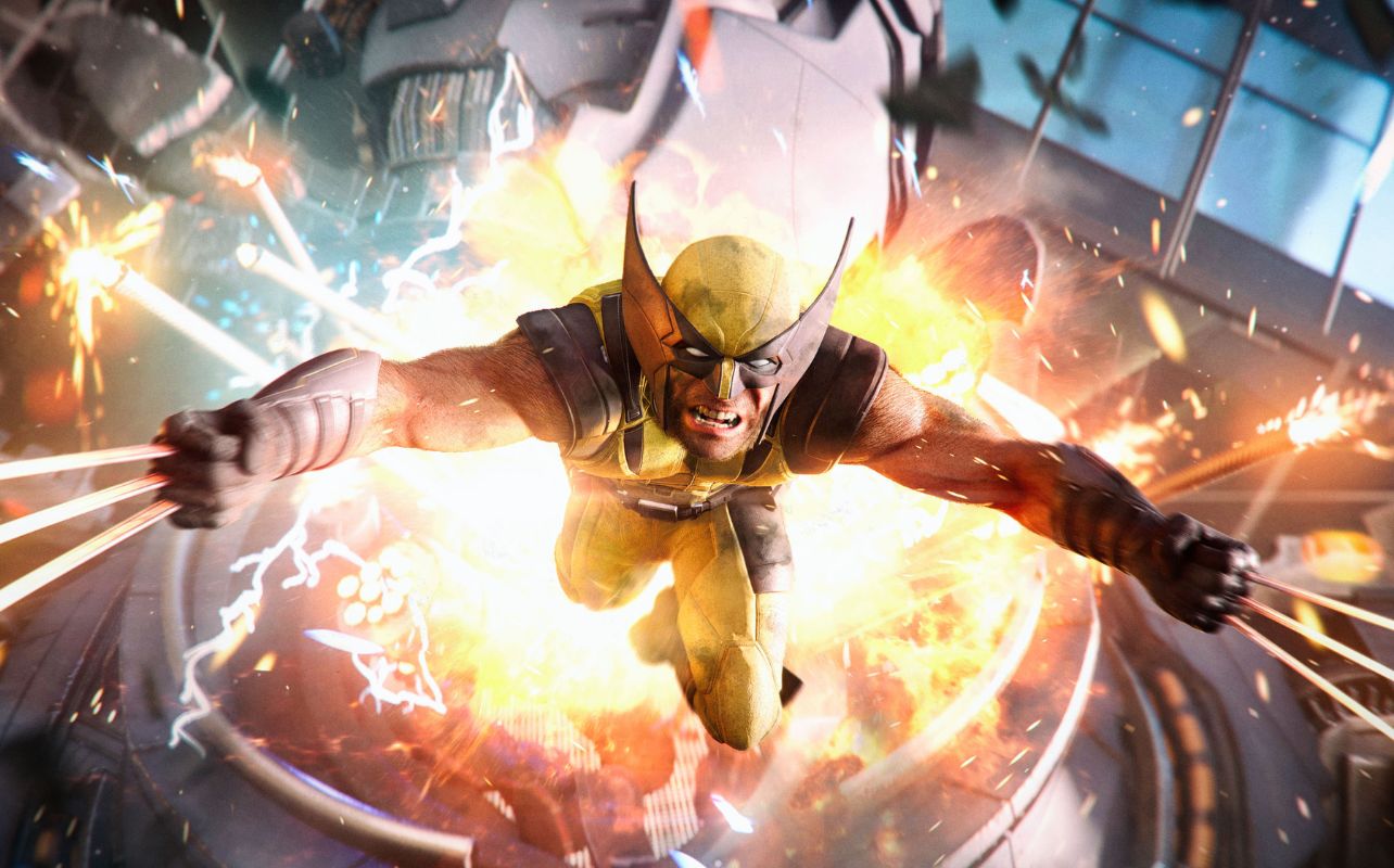 Wolverine saute vers l’écran, griffes sorties.