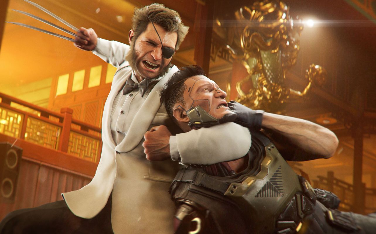 Wolverine affronte un adversaire en smoking blanc