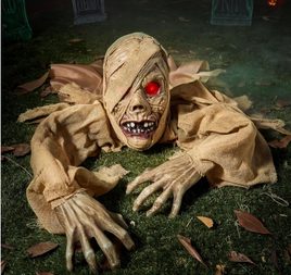 Halloween Zombie Groundbreaker Decoration – Sound-Activated Scary Prop with Light-Up Eyes, Realistic Crawling Undead for Outdoor Graveyard, Lawn & Haunted House Décor