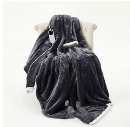 Wearable electric heated blanket with sleeves and front pocket