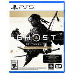 Ghost of Tsushima Director's Cut PS5 box art featuring Jin Sakai in samurai armour with a bow and sword.