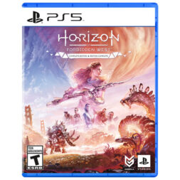 Horizon Forbidden West Complete Edition PS5 box art featuring Aloy surrounded by machines in a colourful landscape.