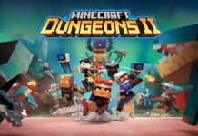 Minecraft Dungeons II key art showing four heroes surrounded by enemies beneath the game logo.
