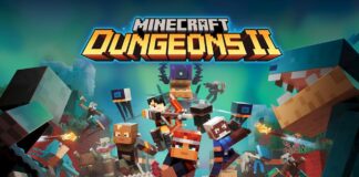 Minecraft Dungeons II key art showing four heroes surrounded by enemies beneath the game logo.