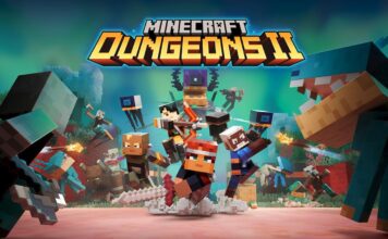 Minecraft Dungeons II key art showing four heroes surrounded by enemies beneath the game logo.