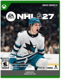 NHL 27 XBOX Series X cover art featuring San Jose Sharks forward Macklin Celebrini.