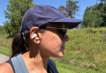 The Sennheiser Accentum Clip earbuds are best for those who don’t like in-ears A woman wearing the Sennheiser Accentum Clip buds on a trail.