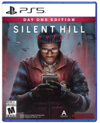 PS5 box art for SILENT HILL: Townfall Day One Edition featuring Simon Ordell holding his handheld TV.
