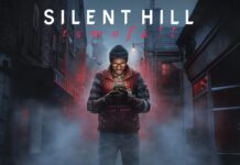 Simon Ordell stands in a fog-covered St. Amelia street beneath the SILENT HILL: Townfall logo.