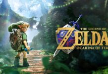 The Legend of Zelda 40th Anniversary Direct highlights Young Link stands in a forest beside The Legend of Zelda: Ocarina of Time logo.