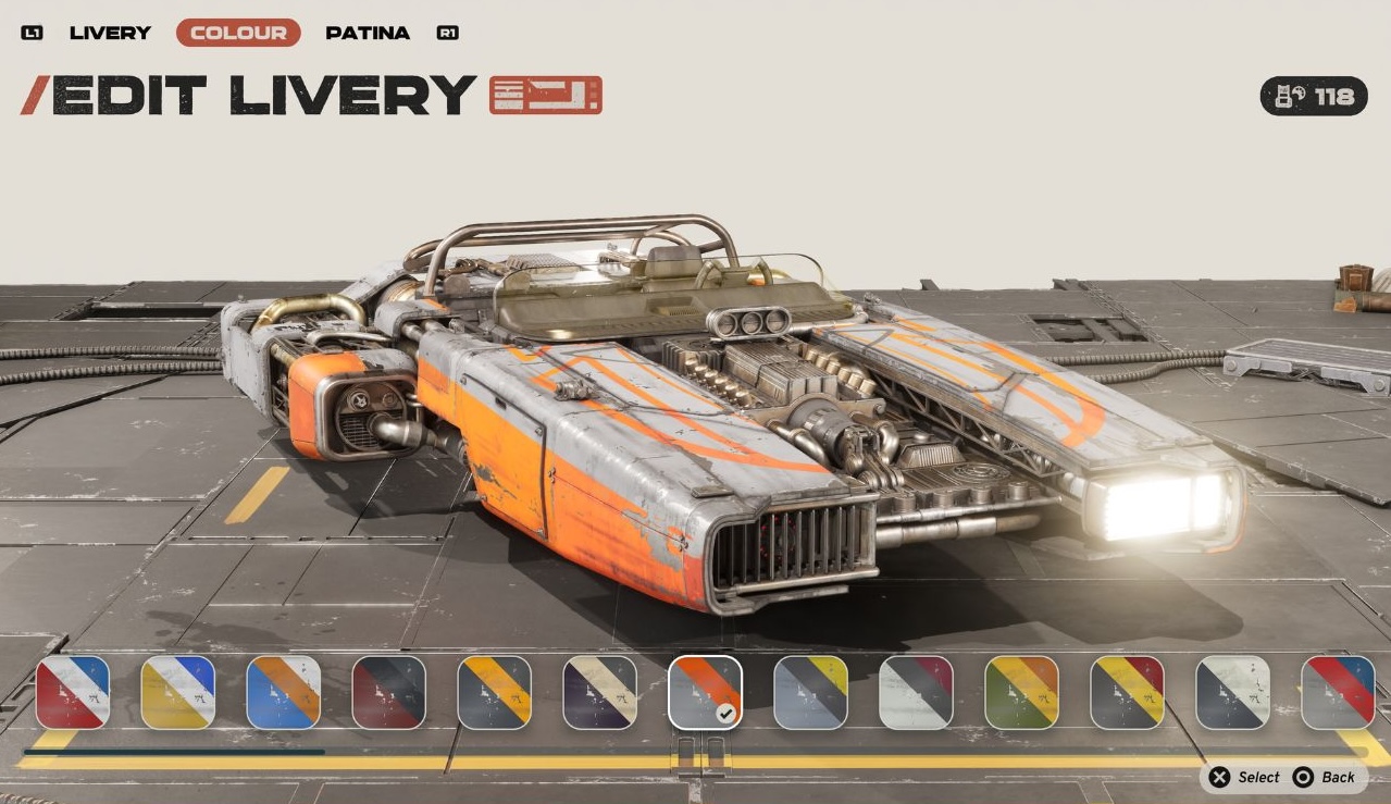 Star Wars Galactic Racer screenshot of a vehicle's livery being edited.