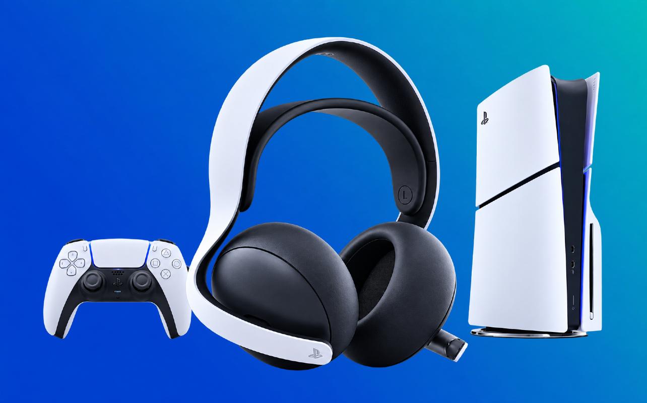 PULSE Elite headset with PS5 console and DualSense wireless controller.