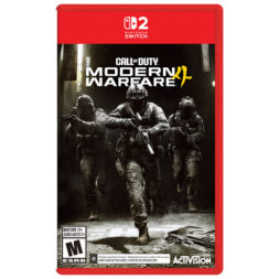 Nintendo Switch 2 box art for Call of Duty: Modern Warfare 4 featuring three armed soldiers.