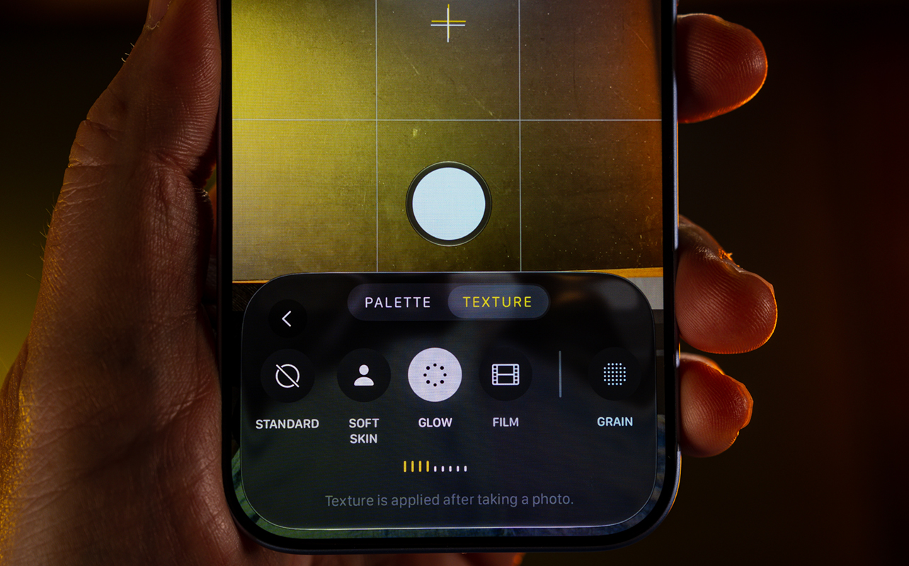 Texture settings in Camera app on iPhone 18 Pro.