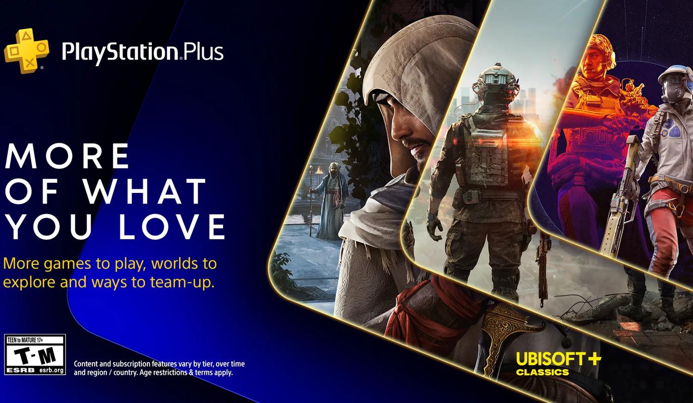 PlayStation Plus artwork featuring games available through the subscription service.