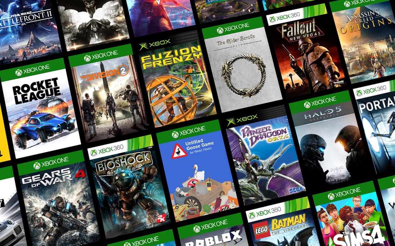 Collage of Original XBOX, XBOX 360, and XBOX One game covers representing XBOX backward compatibility.